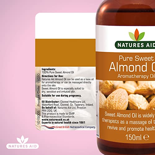 Natures Aid Almond Oil, Pure, Sweet Almond Oil, Massage Oil, Suited to Dry, Sensitive Skin natures aidBuy Supplements Australia