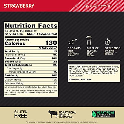 Optimum Nutrition Gold Standard 100% Whey Protein Powder, Naturally Flavored Strawberry Optimum NutritionBuy Supplements Australia