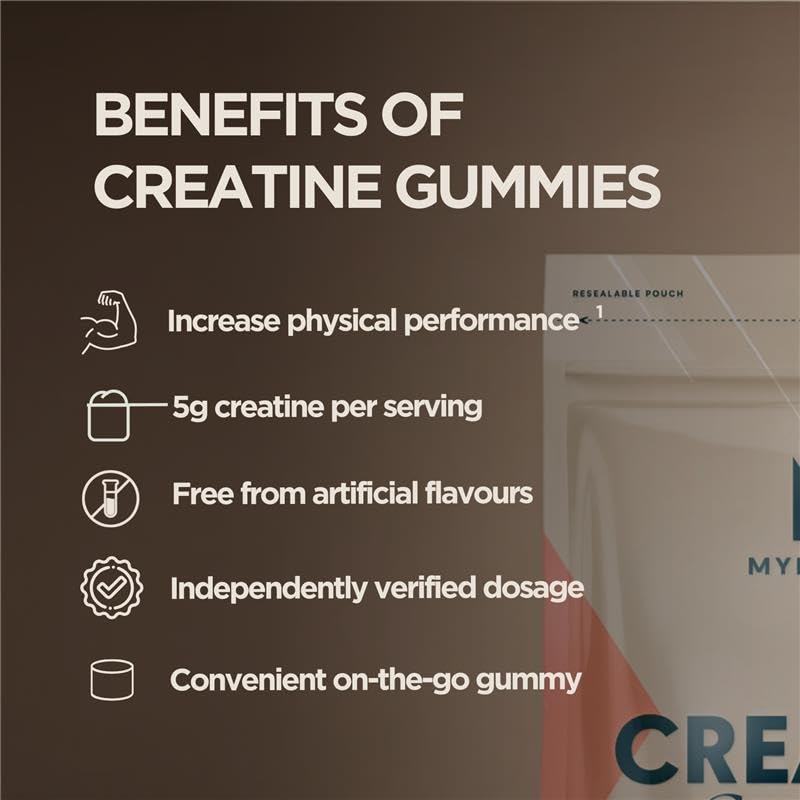 Myprotein Creatine Gummies, 5g Creatine Monohydrate per Serving, Peach, 90 Count, 18 Servings, Chewable Post/Pre Workout Strength & Recovery Sports Nutrition Supplement, Vegan, Non-GMO MyproteinBuy Supplements Australia