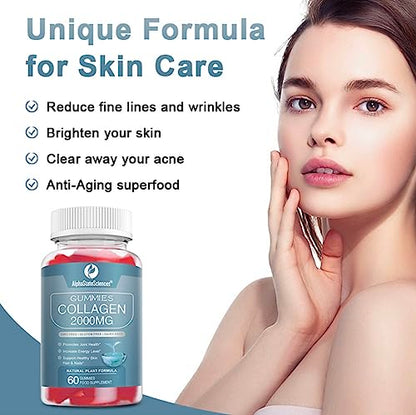 **New**Advanced Collagen Gummies 2000mg - Promote Skin Elasticity, Hair Growth, and Joint Health - Delicious Berry AlphaStateSciencesBuy Supplements Australia