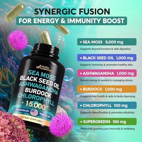 Irish Sea Moss | Black Seed Oil | Ashwagandha | Burdock | Chlorophyll | Supergreens NUTRAHARMONYBuy Supplements Australia