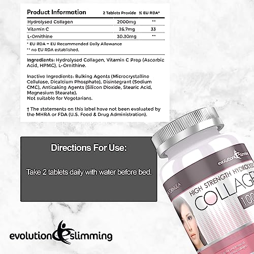 Hydrolysed Collagen High Strength 1,000mg for Hair, Skin & Nails, 60 Tablets, Evolution Slimming Evolution SlimmingBuy Supplements Australia