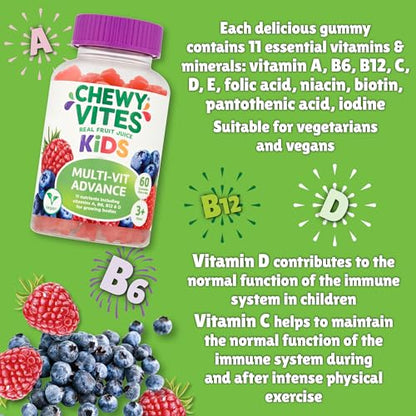 Chewy Vites Kids Multivitamin Advance 60 Gummy Vitamins | 11 Essential Nutrients CHEWY VITESBuy Supplements Australia