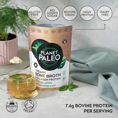 Planet Paleo Organic Bone Broth - Cooling Herbs (450g, 50 Servings) Organic, Grass Fed, High Protein Planet PaleoBuy Supplements Australia