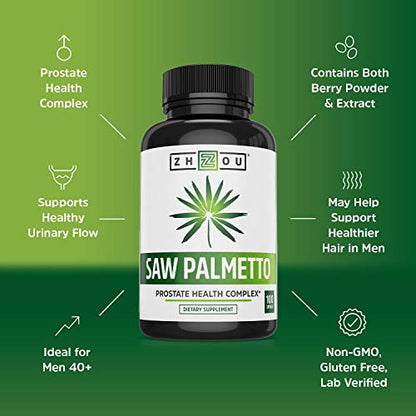 Zhou Nutrition Saw Palmetto Extract 500 mg, Prostate Health, Urinary Tract Support, DHT Zhou NutritionBuy Supplements Australia