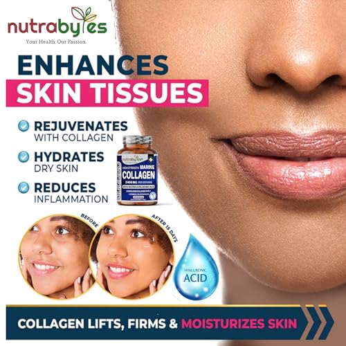 High Strength Marine Collagen 2400mg with Hyaluronic Acid 100mg, Biotin, Vitamin C, D3, B12 and Silica NUTRABYTESBuy Supplements Australia