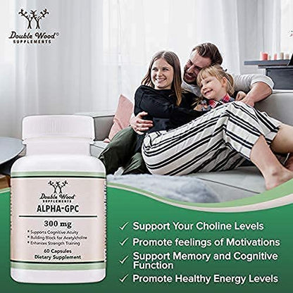 Alpha GPC Choline 600mg Capsules - Brain Support Supplement for Focus, Memory Double Wood SupplementsBuy Supplements Australia