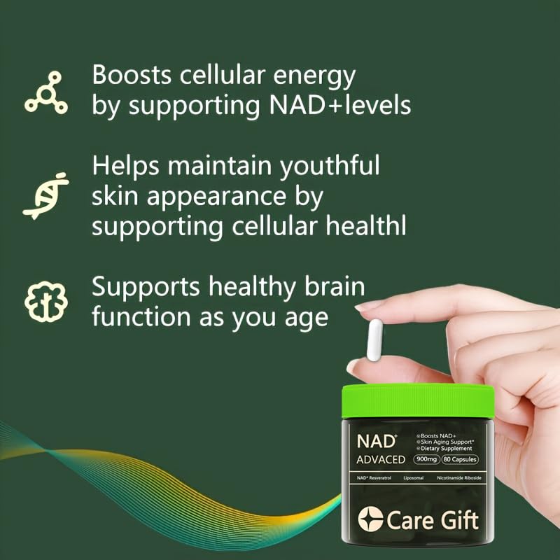 CARE GIFT NAD Supplement, NAD Nicotinamide Riboside Resveratrol 900mg - Liposomal NAD Supplements for Women & Men,NMNH Supplement Alternative for Energy, Focus, Anti-Aging (1 Pack) CARE GIFTBuy Supplements Australia