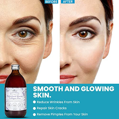 VitaZam Marine Collagen Liquid 10000mg with Hyaluronic Acid, Hydrolysed Peptide, Biotin for Hair, Skin, Nails, Joint, and Muscles, 500 ml VitaZamBuy Supplements Australia