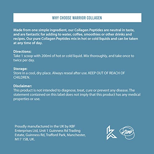 Warrior Collagen Peptides - Collagen Powder - 180g - Made from Premium Bovine Hydrolysed Collagen WarriorBuy Supplements Australia