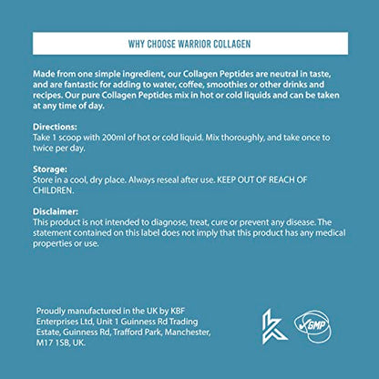 Warrior Collagen Peptides - Collagen Powder - 180g - Made from Premium Bovine Hydrolysed Collagen WarriorBuy Supplements Australia