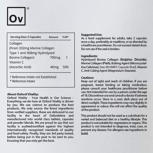 Collagen and Vitamin C Capsules | High Strength and Quality | Oxford Vitality (365) Ov OXFORD VITALITYBuy Supplements Australia