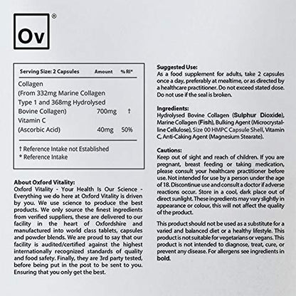 Collagen and Vitamin C Capsules | High Strength and Quality | Oxford Vitality (365) Ov OXFORD VITALITYBuy Supplements Australia