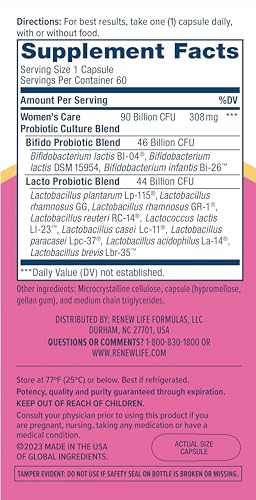 Renew Life Women's Probiotic Capsules, Supports pH Balance for Women, Vaginal Renew LifeBuy Supplements Australia