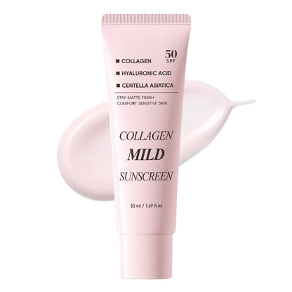 Collagen Mild Sunscreen SPF 50 for Face, Broad Spectrum Protection, Hydrating Facial Sunscreen with Peptides & Cica, Lightweight Non-Greasy, No White Cast, Natural Glow, Travel Size (2 PCS) DR.Seya buy supplements Au
