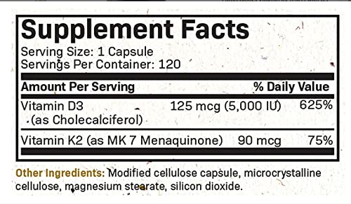 Futurebiotics Vitamin K2 (MK7) with D3 Supplement - Non-GMO Formula - 5000 IU Vitamin FuturebioticsBuy Supplements Australia