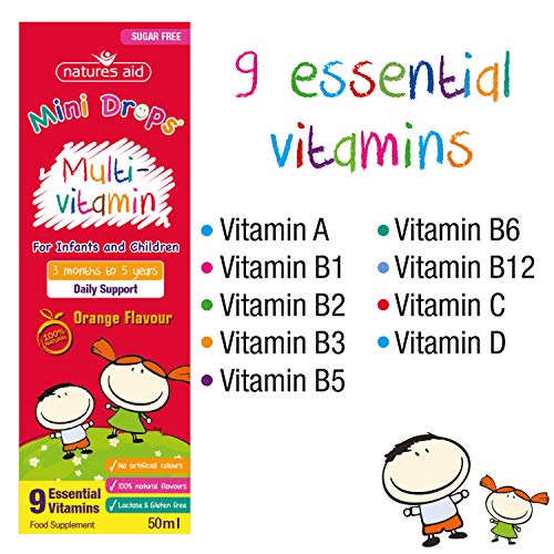 Natures Aid Mini Drops Multi-vitamin for Infants and Children, Sugar Free, 50 ml Natures AidBuy Supplements Australia