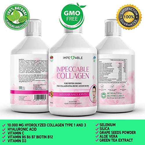 IMPECCABLE Collagen 10.000mg hydrolyzed Sugar Free Liquid Marine Collagen | Supplements for Women and Men ImpeccableBuy Supplements Australia