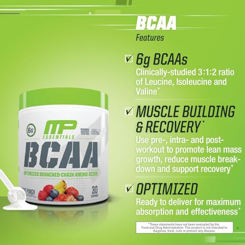 MusclePharm Essentials BCAA, Fruit Punch - 30 Servings Muscle PharmBuy Supplements Australia