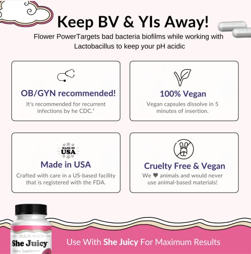 Flower Power Vegan Boric Acid Suppositories - 30 Capsules - 600mg for Vaginal Odor and pH Balance Flower PowerBuy Supplements Australia