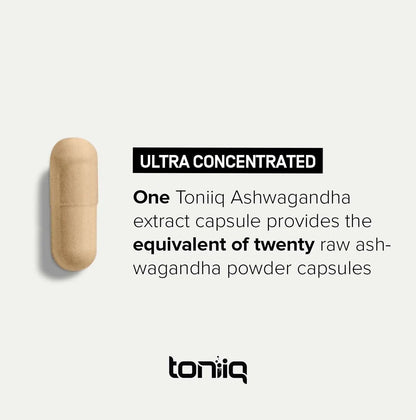 Toniiq Ashwagandha - Ultra High Potency 20:1 Extract with 10% Withanolides - Wild Harvested in India - Highly Concentrated - Third-Party Lab Tested - 90 Capsules Toniiq buy supplements Au