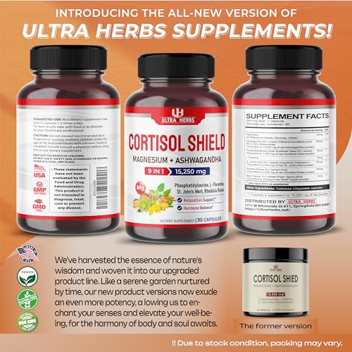 CORTISOL SHIELD 9 IN 1 - 15,250mg Magnesium + Ashwagandha with Phosphatidylserine ULTRA HERBSBuy Supplements Australia