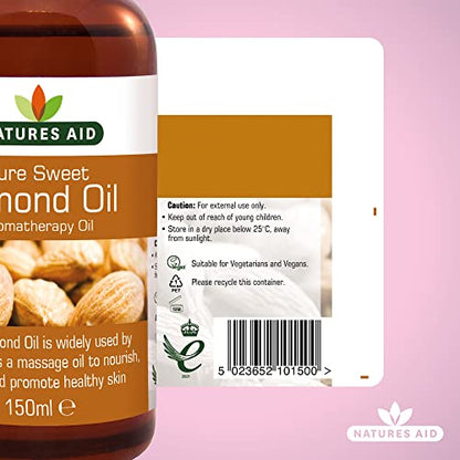 Natures Aid Almond Oil, Pure, Sweet Almond Oil, Massage Oil, Suited to Dry, Sensitive Skin natures aidBuy Supplements Australia