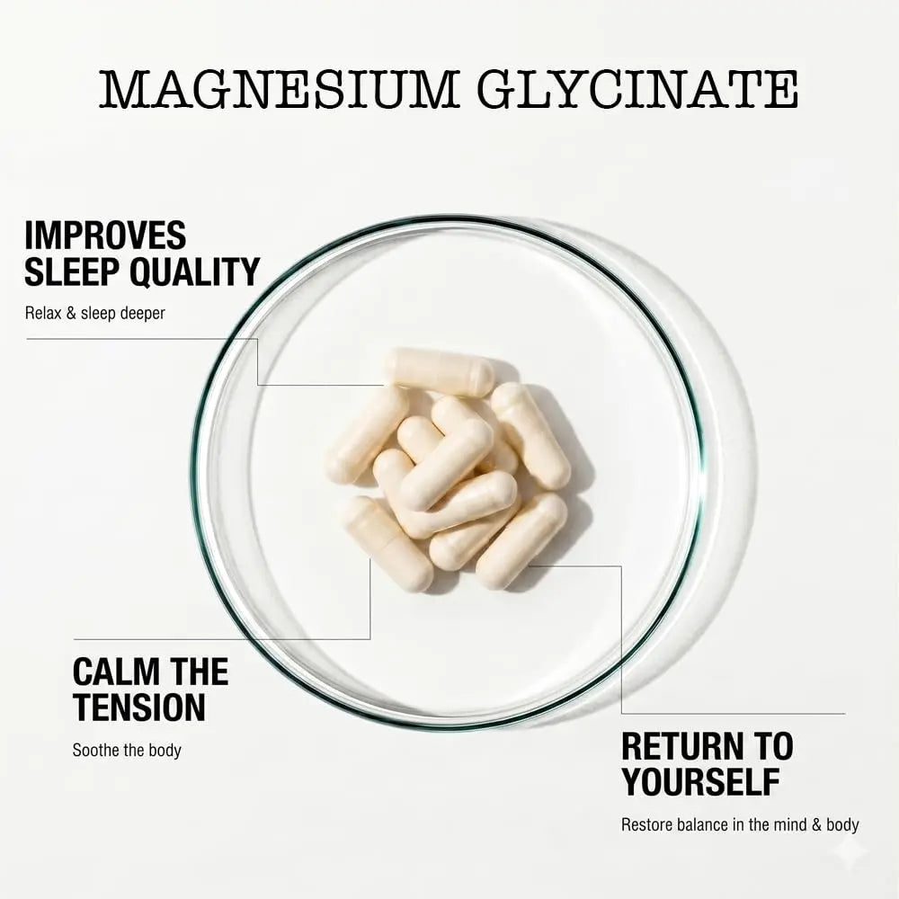 Zenium - Magnesium Glycinate for Sleep, Chelated, 600mg per Serving, 120 Capsules | High Absorption | Relieve Tension, Worry, Nervousness | Calm The Mind & Body | Ayurvedic | Natural Relief Supplement Zenium buy supplements Au