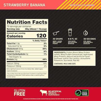 Optimum Nutrition Gold Standard 100% Whey Protein Powder, Strawberry Banana Optimum NutritionBuy Supplements Australia
