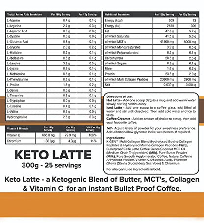Instant Bulletproof Keto Coffee Creamer UK Made Collagen Latte | Butter Powder, Coconut MCTs & Vitamin C K GEN ketogenic enhancementBuy Supplements Australia
