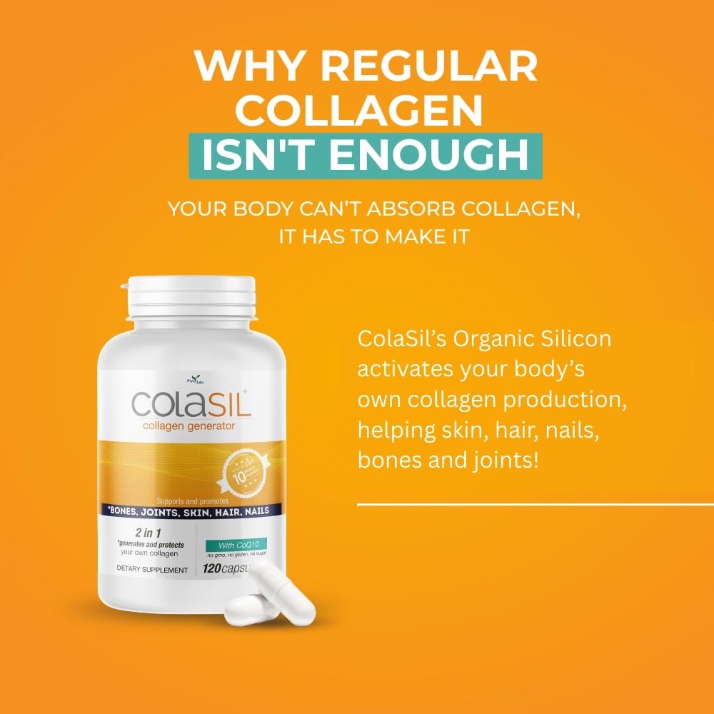 Colasil Collagen Booster Capsules – Organic Silica (OSA) + Hydrolyzed Collagen Generator for Hair, Skin, Nails, Bones & Joints – High Absorption, Non-GMO, Allergen-Free, 120 Capsules (60-Day Supply) ColasilBuy Supplements Australia