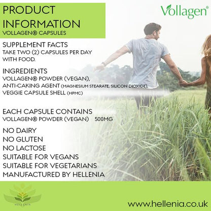 Hellenia Vollagen 500mg - 60 Capsules - Vegan Collagen HelleniaBuy Supplements Australia