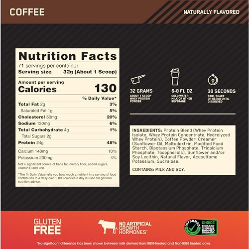 Optimum Nutrition Gold Standard 100% Whey Protein Powder, Coffee, 5 Pound Optimum NutritionBuy Supplements Australia
