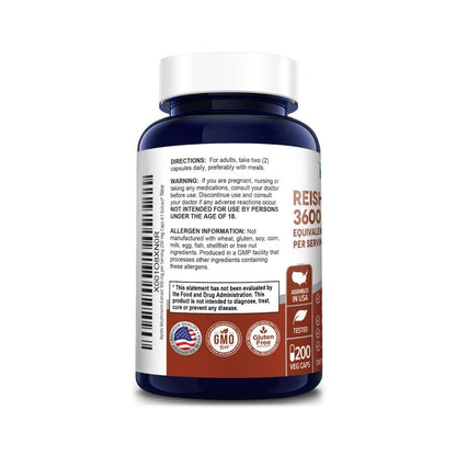NusaPure Reishi Mushroom 4:1 Extract, 900 mg Equivalent to 3,600mg per Capsule 200 Veggie Caps Vegan, Non-GMO, Gluten-Free NusaPureBuy Supplements Australia