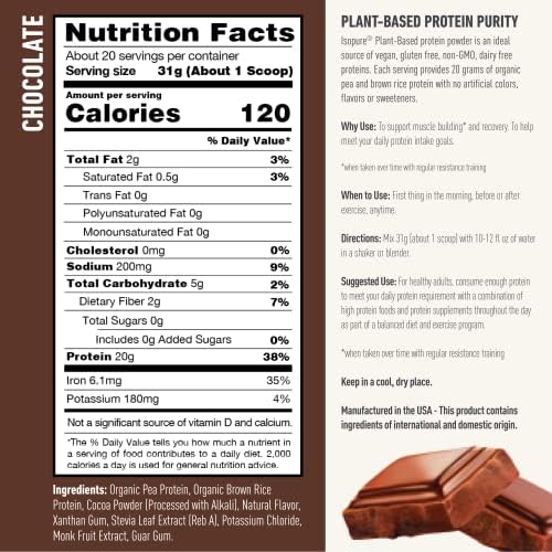 Isopure Chocolate Vegan Protein Powder, with Monk Fruit Sweetener & Amino Acids IsopureBuy Supplements Australia
