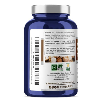 NusaPure Organic Mushroom Complex 10,000mg per Capsule, 180 Veggie Caps, Non-GMO, Enoki, Turkey Tail, Reishi, Chaga, Maitake NusaPureBuy Supplements Australia