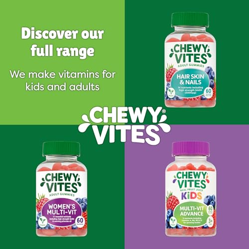Chewy Vites Beauty Collagen 60 Gummy Vitamins |Hydrolised Collagen, CoQ10, Biotin + Vitamins | 1 Month Supply | Real Fruit Juice | Berry Flavour | 2-a-Day | CHEWY VITESBuy Supplements Australia