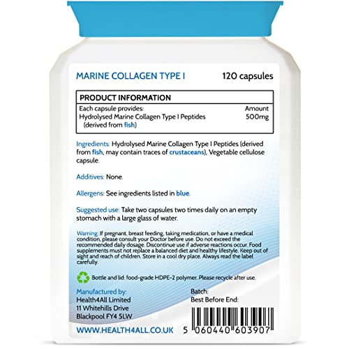 Health4All Marine Collagen Peptides Type I 120 Capsules (V) 2000mg Daily Dose Super Absorbable Health4AllBuy Supplements Australia