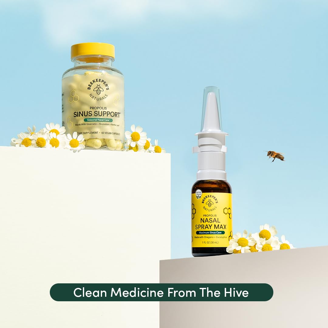 Beekeeper's Naturals Propolis Nasal Rinse Spray Max, Relief for Adults w/Eucalyptus, Oregano & Saline, Clears Nasal Congestion, Moisturizes Sinus Canal, & Decongest Sinus Cavities, 1 fl oz Beekeeper's Naturals buy supplements Au