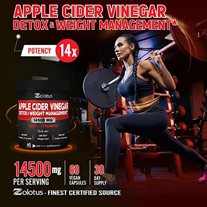 Zolotus 14x Strength Apple Cider Vinegar Capsules, Equivalent to 14500mg, with Turmeric ZolotusBuy Supplements Australia