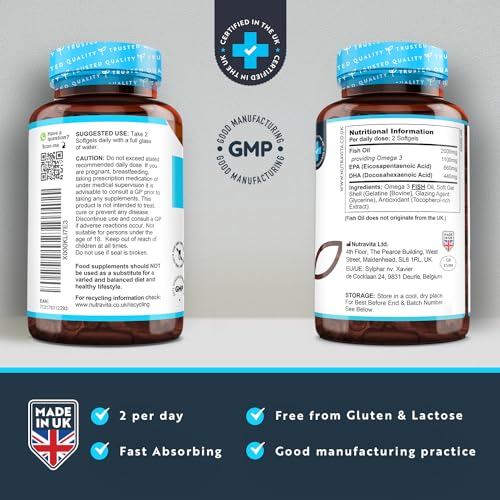 Omega 3 2000mg with 660mg EPA & 440mg DHA per Serving - 240 Softgel Capsules NutravitaBuy Supplements Australia
