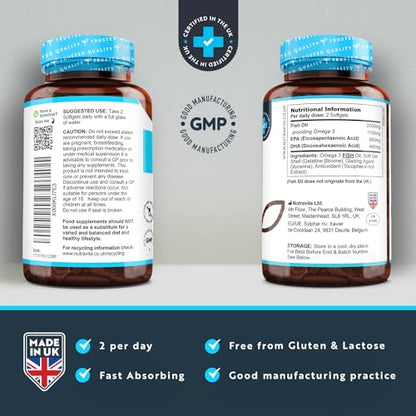 Omega 3 2000mg with 660mg EPA & 440mg DHA per Serving - 240 Softgel Capsules NutravitaBuy Supplements Australia