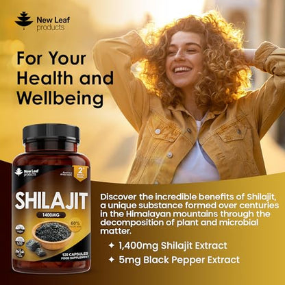 Shilajit Capsules 1400mg 60% Fulvic Acid Pure Shilajit - High Strength Himilayan Shilajit NEW LEAF PRODUCTSBuy Supplements Australia