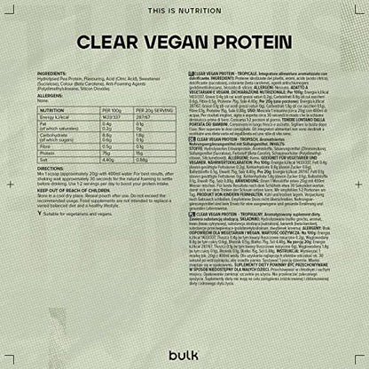 Bulk Clear Vegan Protein, Protein Powder Shake, Tropical, 300 g BulkBuy Supplements Australia