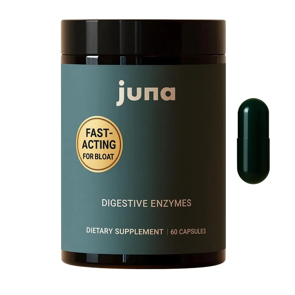Juna Digestive Enzymes + Probiotic — 3-in-1 Daily Gut Support for Bloat Relief, Smooth Digestion & Microbiome Balance | 15 Enzymes, 5 Probiotics, 8 Botanicals | Vegan, 3rd-Party Tested | 60 Capsules Juna buy supplements Au