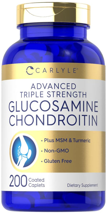 Carlyle Glucosamine Chondroitin MSM Turmeric | 200 Count | Advanced Triple Strength Supplement | Non-GMO & Gluten Free Carlyle buy supplements Au