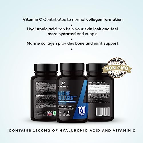 Marine Collagen Supplement 1200mg with Hyaluronic Acid & Vitamin C Hydrolysed Peptides Powder MAX VITA MAXIMUM VITALITYBuy Supplements Australia