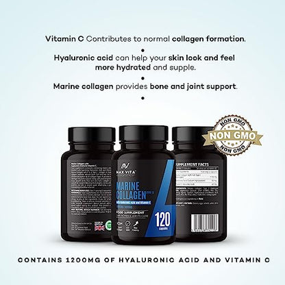 Marine Collagen Supplement 1200mg with Hyaluronic Acid & Vitamin C Hydrolysed Peptides Powder MAX VITA MAXIMUM VITALITYBuy Supplements Australia