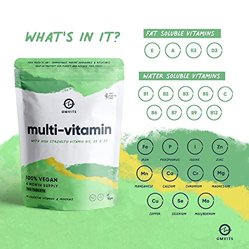 Vegan Multivitamins & Minerals - With High Strength Vitamin B12, D3, K2 & Iron OmvitsBuy Supplements Australia