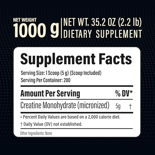 METALIFE 100% Pure Creatine Monohydrate Powder, Canada-Made, 1000 g (200 Servings) Micronized Powder, Muscle Growth, Unflavored, Ideal for Athletes & Fitness Enthusiasts, Third party lab tested, Vegan METALIFEBuy Supplements Australia